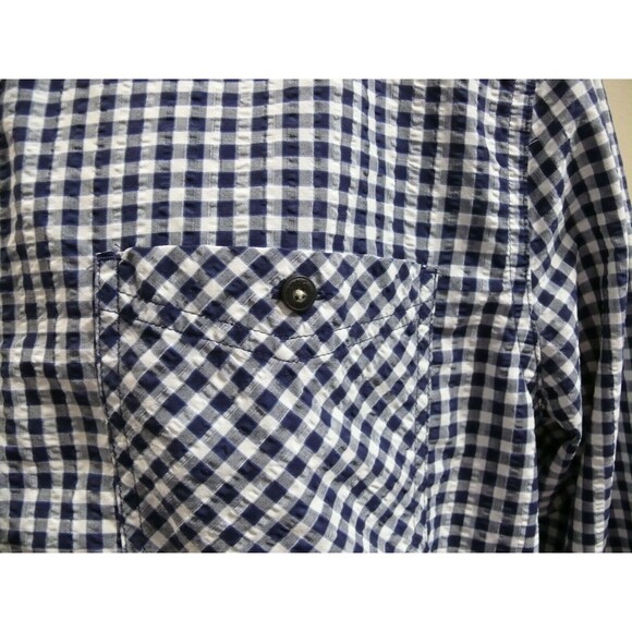 Toad & Co Seersucker Blue Check Insect Shield Long Sleeve Outdoors men LARGE - Picture 3 of 9